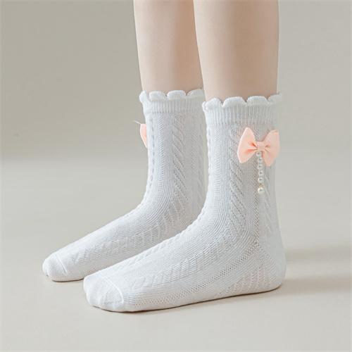 Children's high cotton content bow short socks