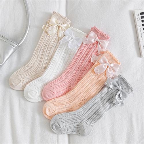 Baby pearl bow jewelry stockings