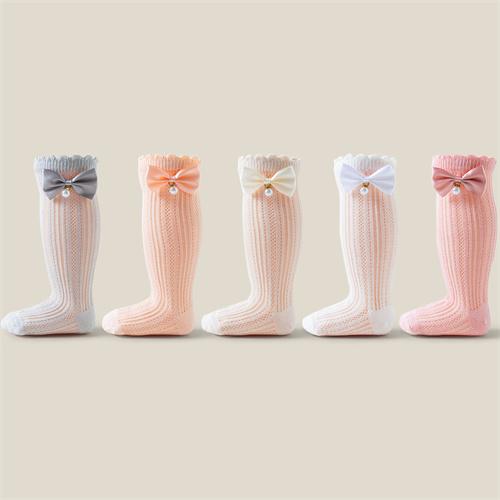 Baby pearl bow jewelry long socks