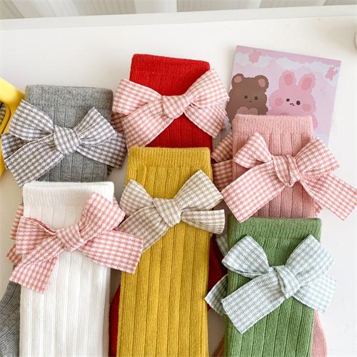 Baby English style plaid bow socks