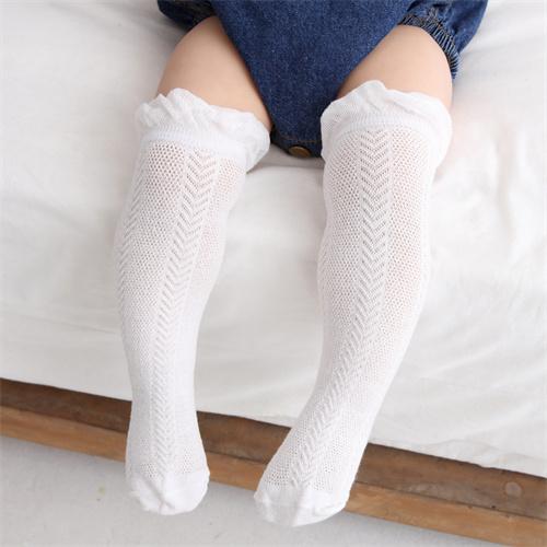 Infant and toddler knee length mesh socks