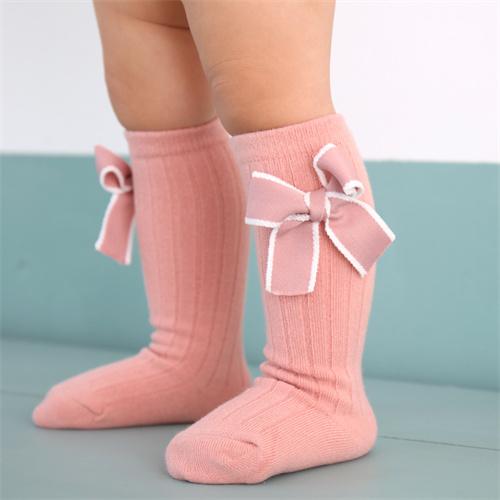 Baby Spring and Autumn Chenille Bow Mid length Socks