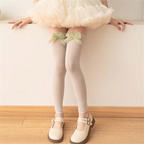 Children's ultra-thin bow long socks set