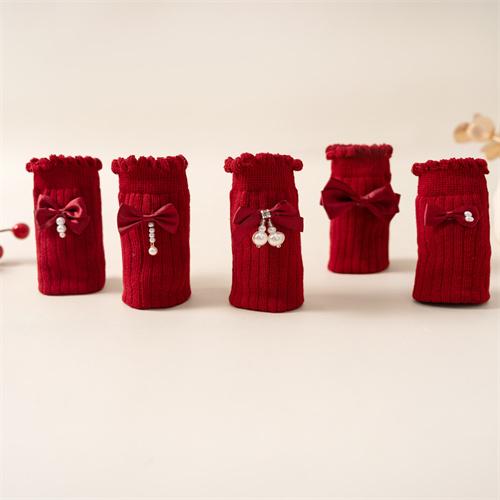 High end baby red festive accessories socks