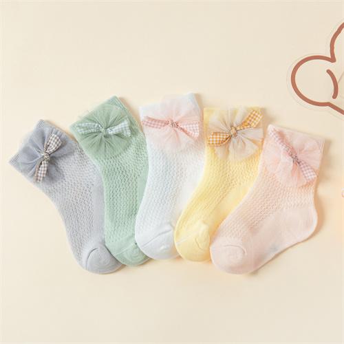 Baby ultra-thin bow short socks