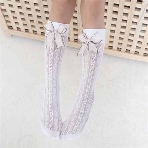 Lolita Snow Ribbon Bow Short Socks