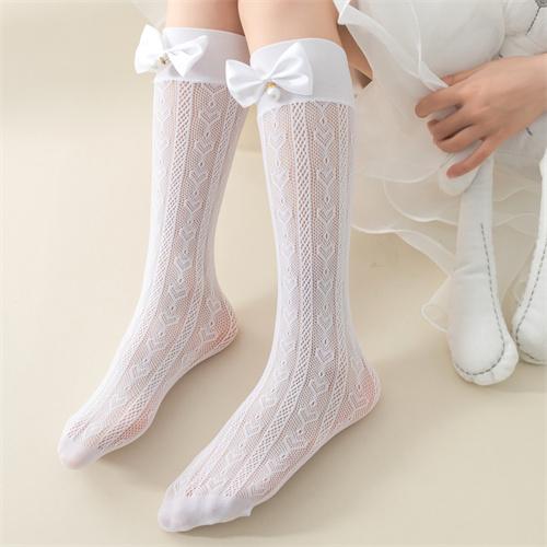 Lolita large pearl bow socks